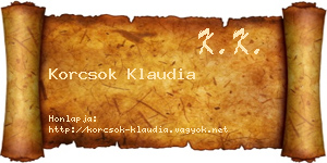 Korcsok Klaudia névjegykártya